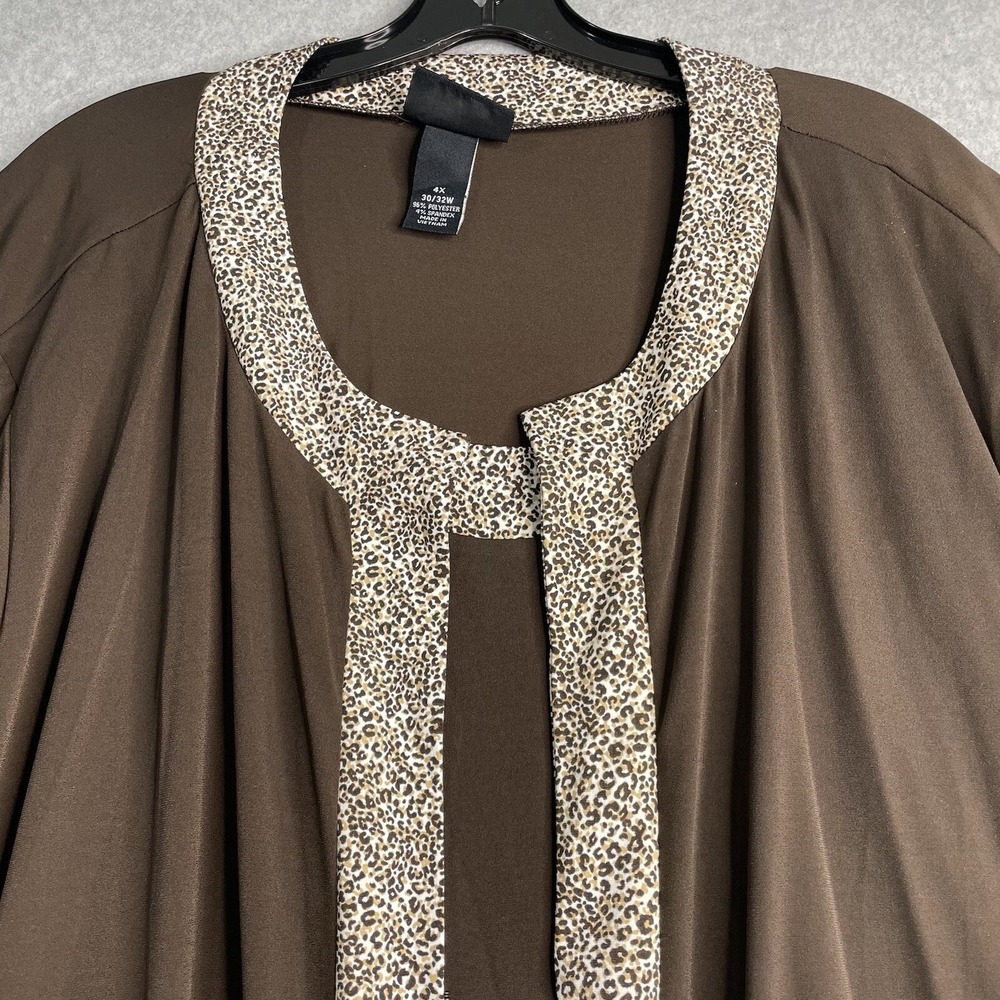 Maggie Barnes Open Cardigan Tank Top 1-Piece Combo 4X (40/42W) Leopard Trim